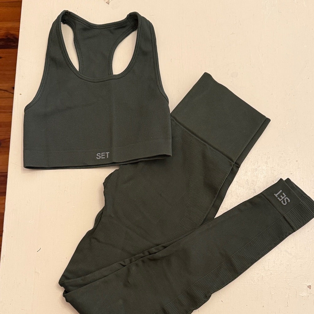 Dark Green SET active ribbed set